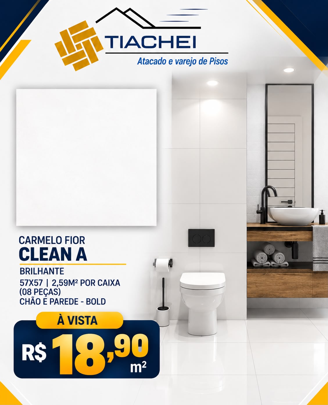 Oferta Carmelo Fior Clean A brilhante por R$ 18,90 o metro quadrado