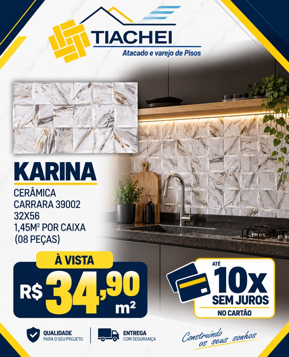 Cerâmica Karina Carrara 32x56 — R$ 34,90/m²