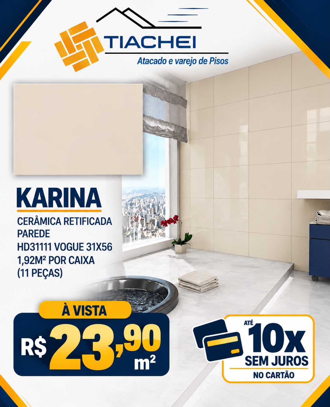 Cerâmica retificada Karina para parede — R$ 23,90/m²