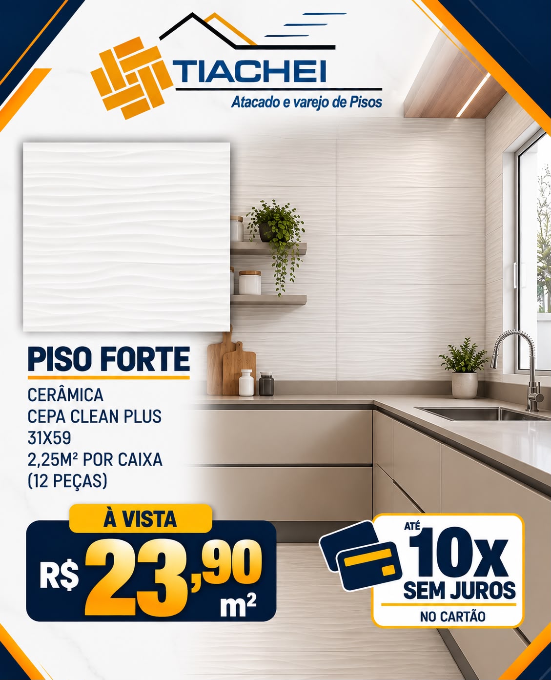 Cerâmica Piso Forte Clean Plus — R$ 23,90/m²