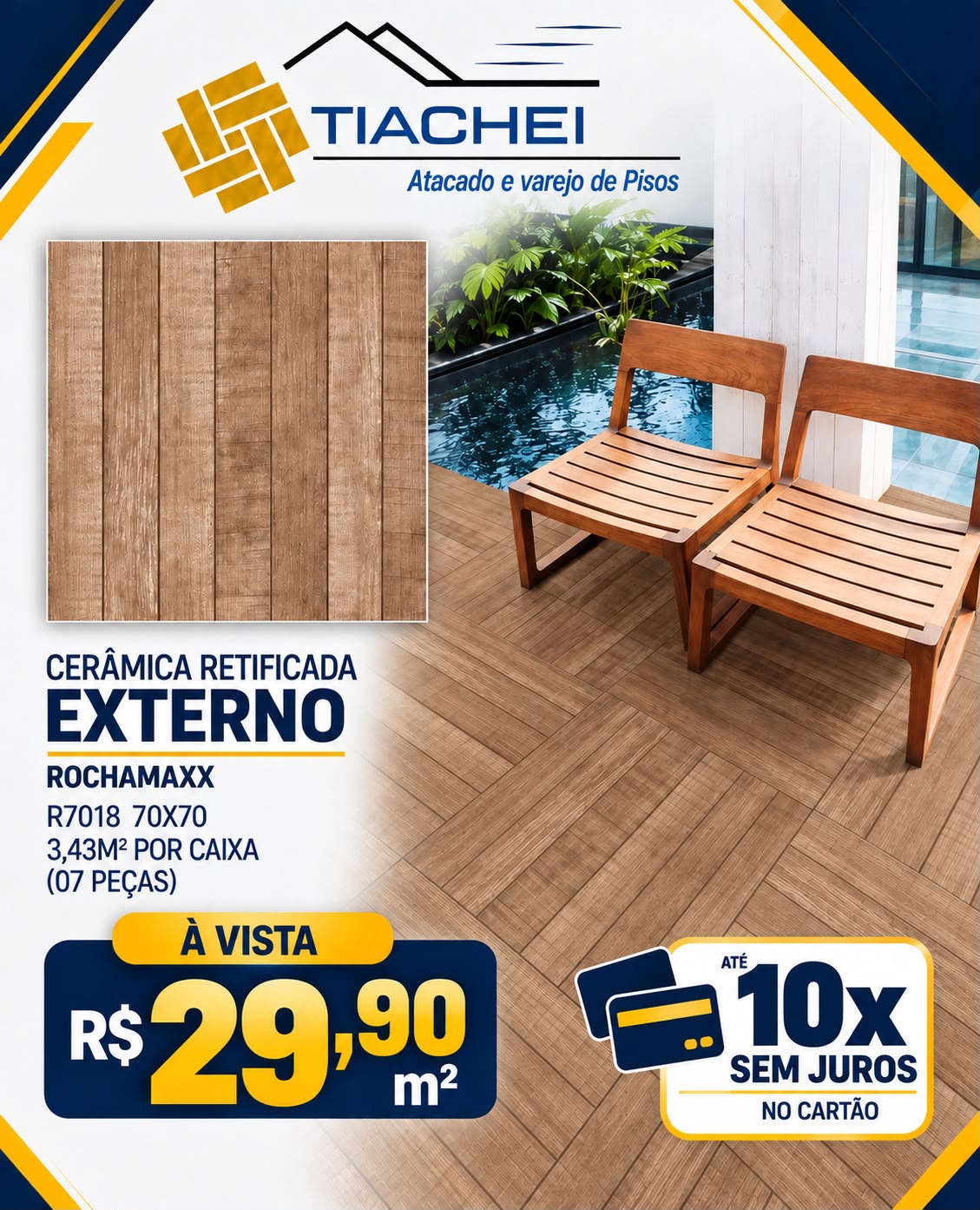 Cerâmica retificada Externo Rochamaxx — R$ 29,90/m²